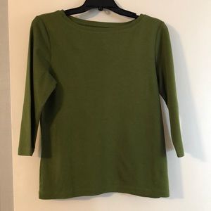 Talbots Petite M green boatneck 3/4 sleev t-shirt
